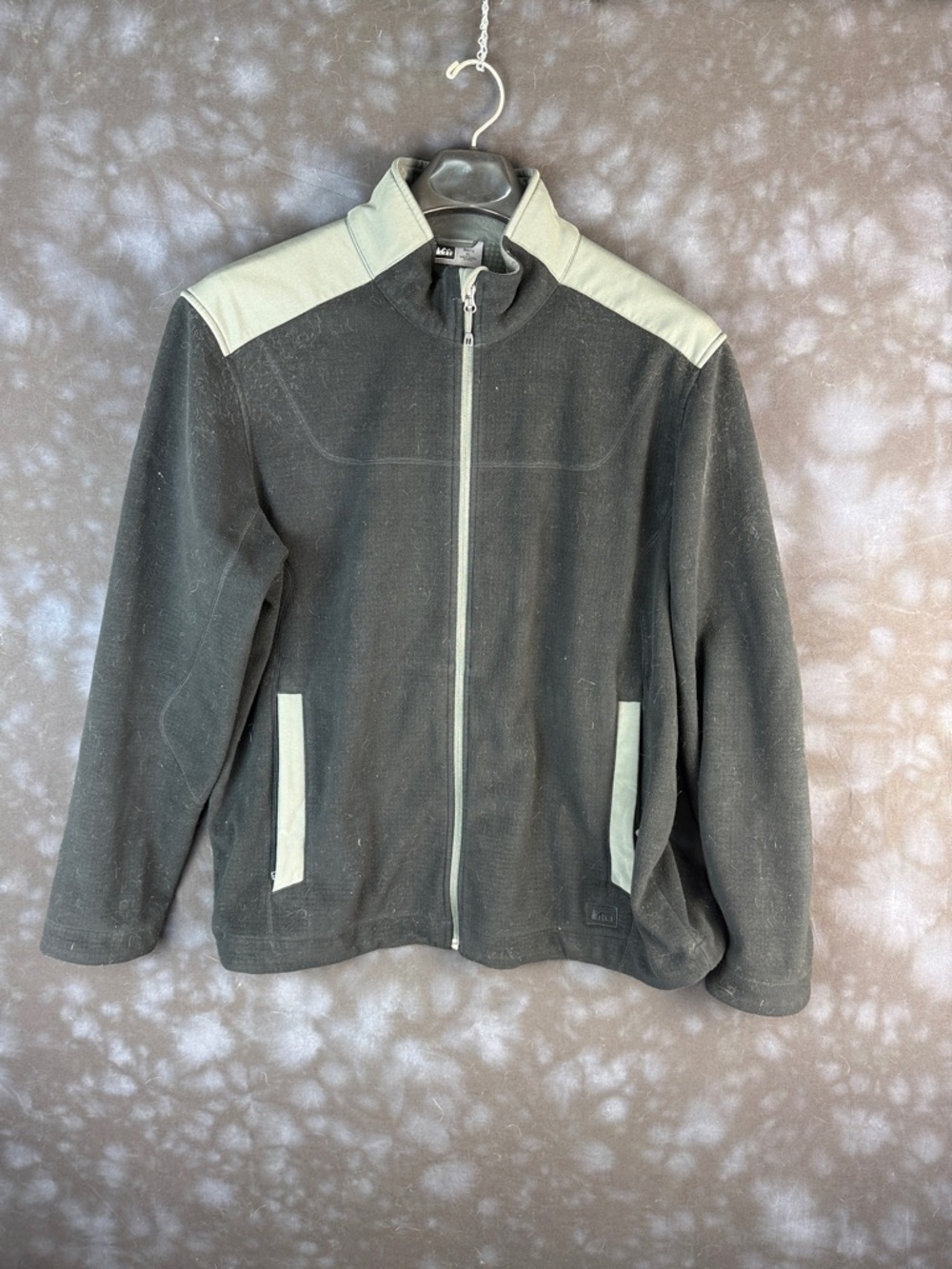 REI Men's Black & Light Gray Zip-Up Fleece Jacket